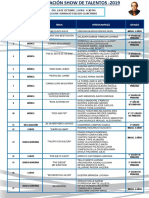 Programación show de talentos colegio 2019