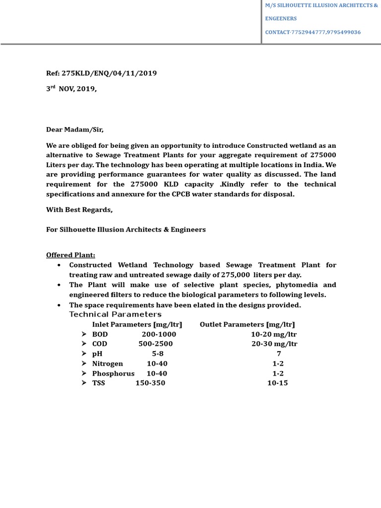 Constructed Wetland STP Proposal | PDF | Sewage Treatment ...