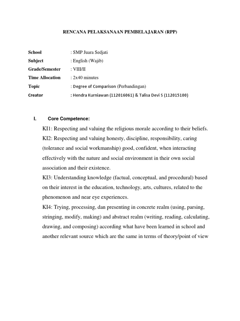 Rencana Pelaksanaan Pembelajaran 5 Pdf Homework Communication