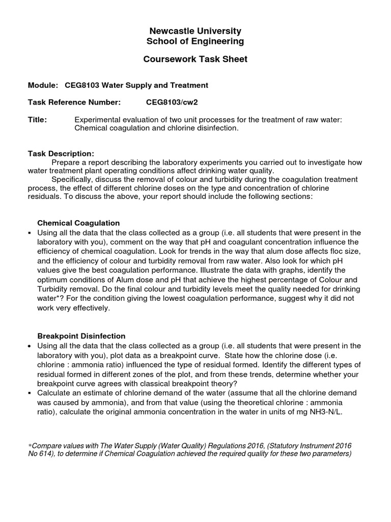 Newcastle University School of Engineering Coursework Task Sheet | PDF ...