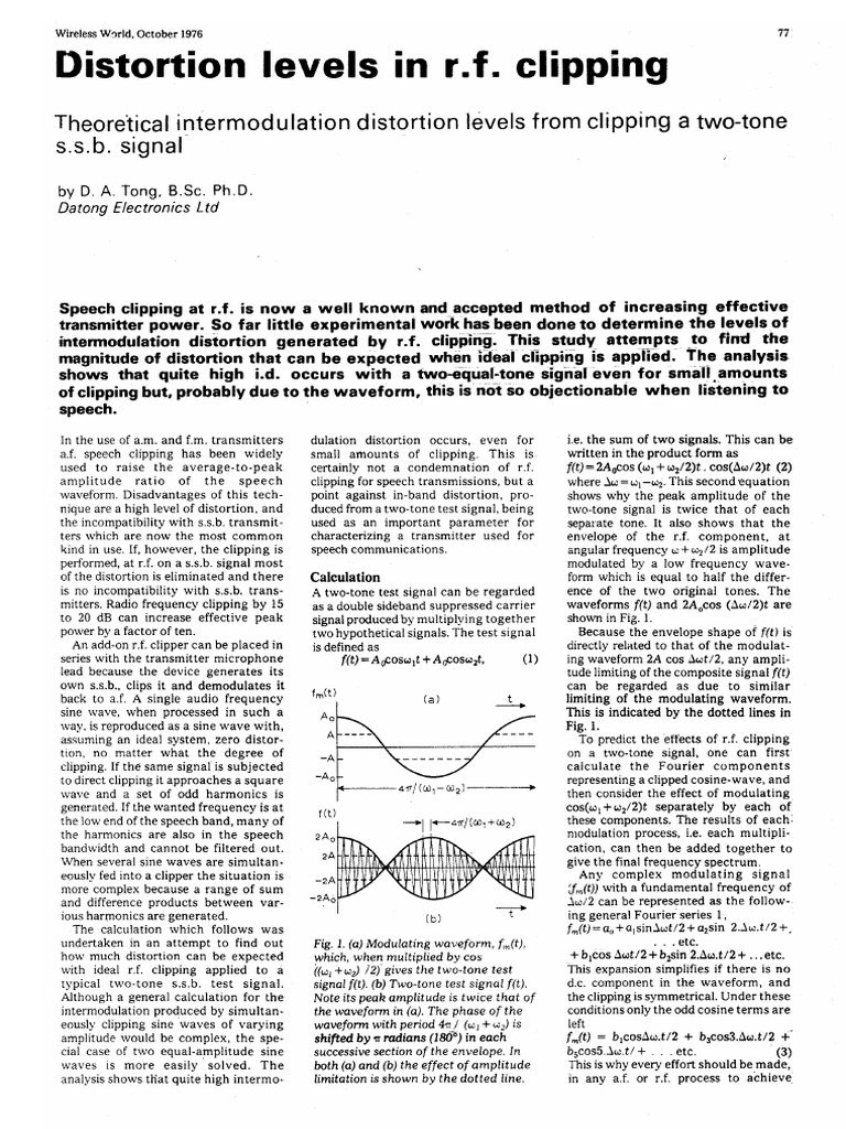 Distortion Levels in RF Clipping PDF