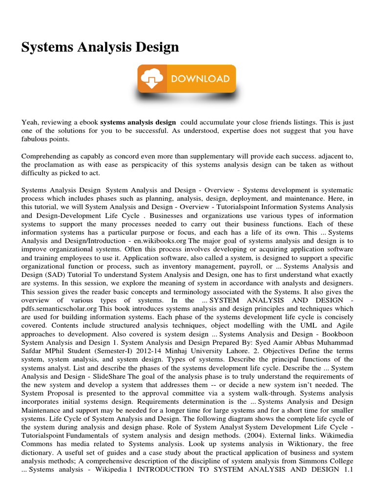 Systems Analysis & Design Guide | PDF | Data Analysis | System