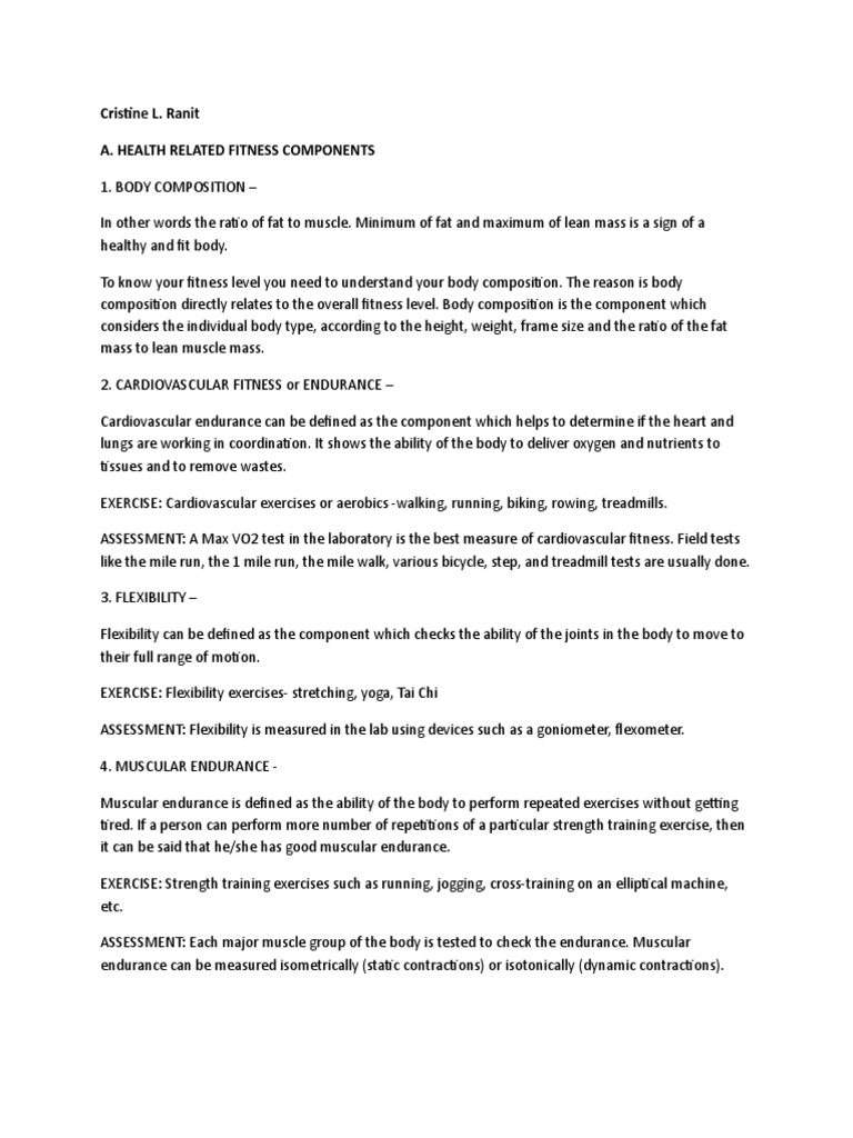 Components of Physical Fitness Explained | PDF | Physical Fitness ...