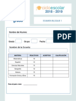 Examen 5to Grado BLOQUE1 2018-2019