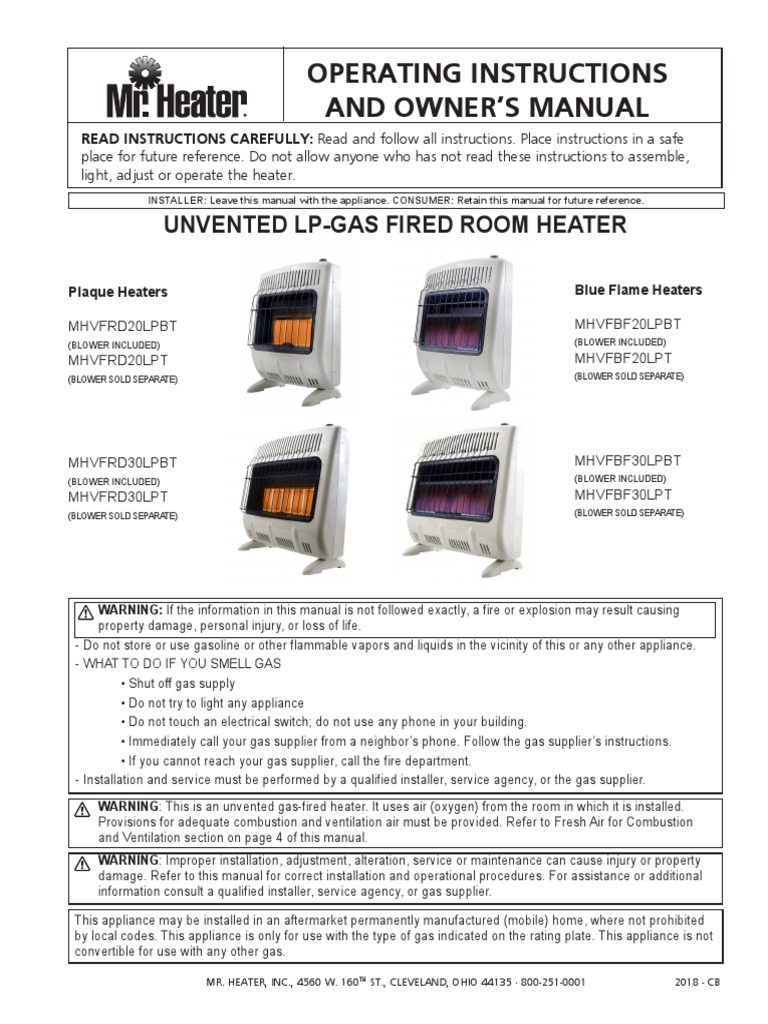 MR Heater Manual (Propane Heater) | PDF | Ventilation (Architecture) |  Propane
