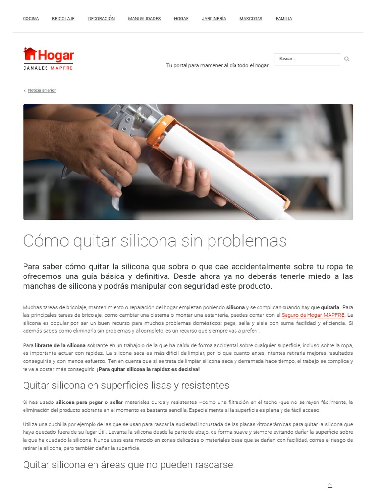 Cómo Quitar Silicona Sin Problemas - CanalHOGAR | PDF | Silicona | Papel