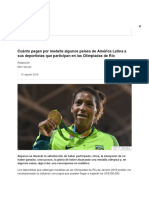 Cuánto Pagan Por Medalla Algunos Países de América Latina A Sus Deportistas Que Participan en Las Olimpiadas de Río - BBC News Mundo