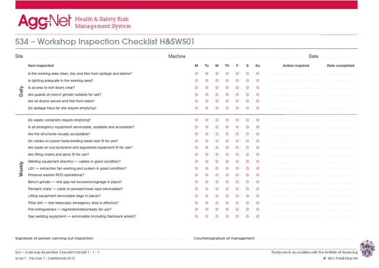 Workshop Inspection Checklist | PDF | Nature