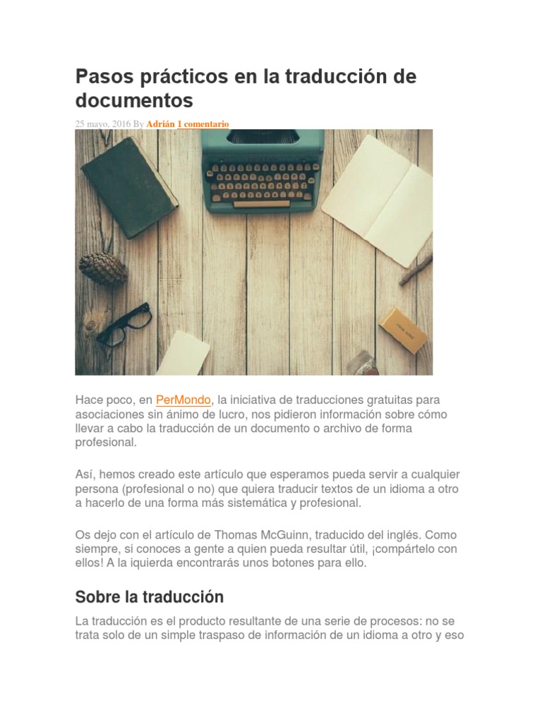 Pasos prácticos en la traducción de documentos Traducciones Información