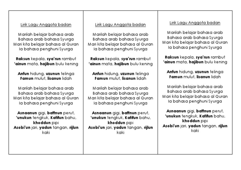 Lirik Anggota Badan Pdf