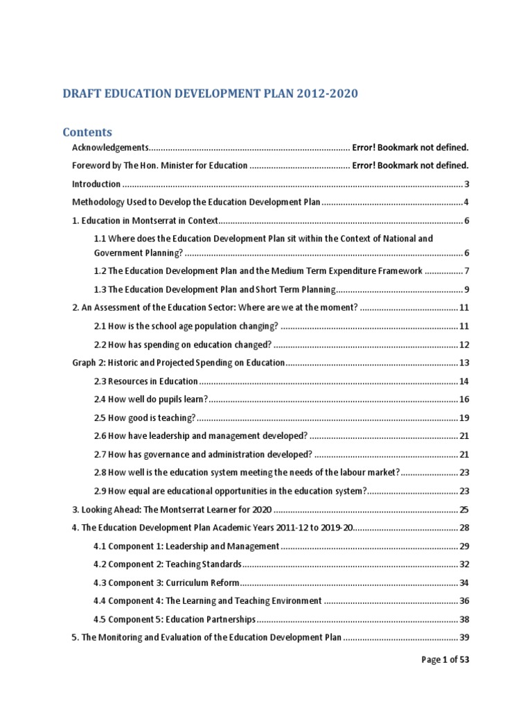 mm2011 03 22 Montserrat 2012 20 Education Development Plan Draft PDF ...