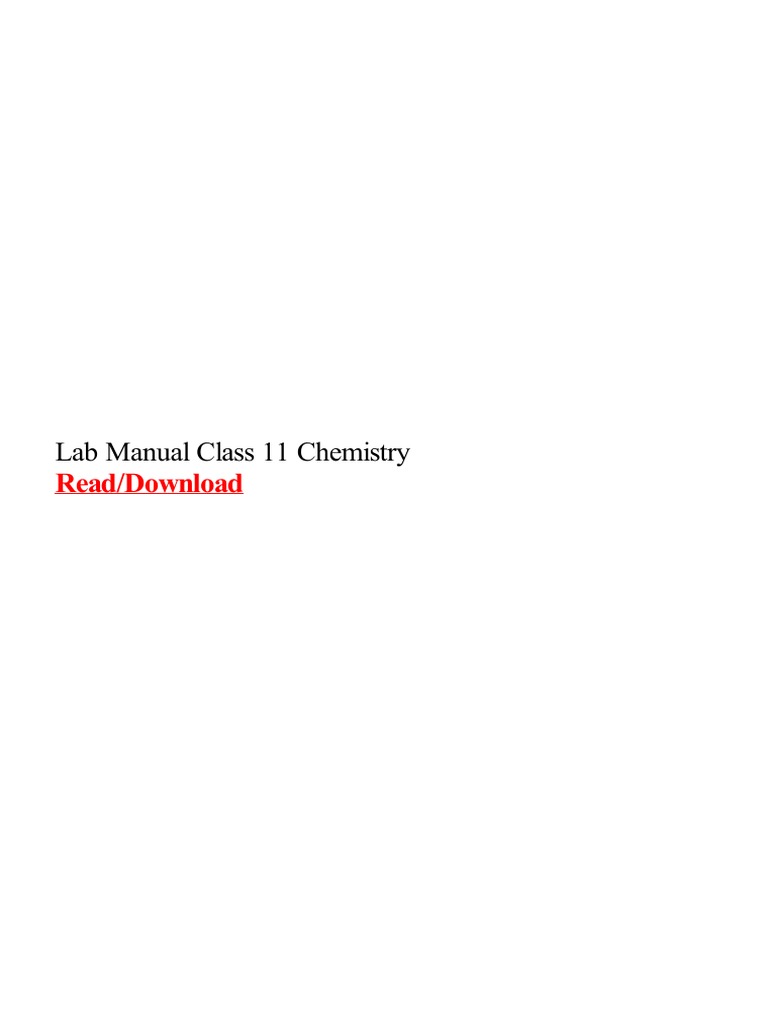 Lab Manual Class 11 Chemistry | PDF | Laboratories | Books