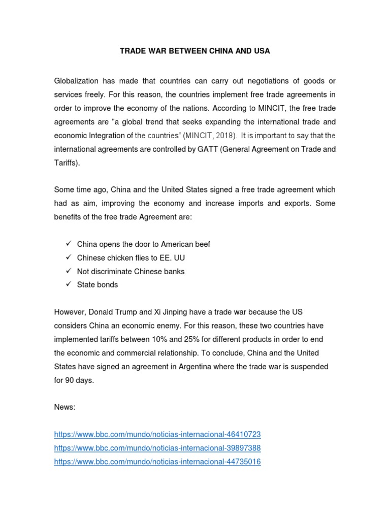 Trade War Between China and Usa | PDF | Politics