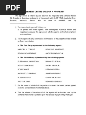 Agreement on the Sale of a Property