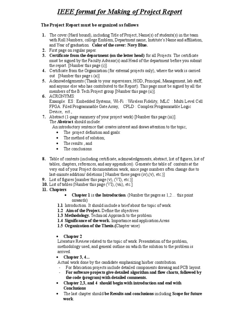 IEEE Format of Project Report | PDF | Computer Engineering | Areas Of ...