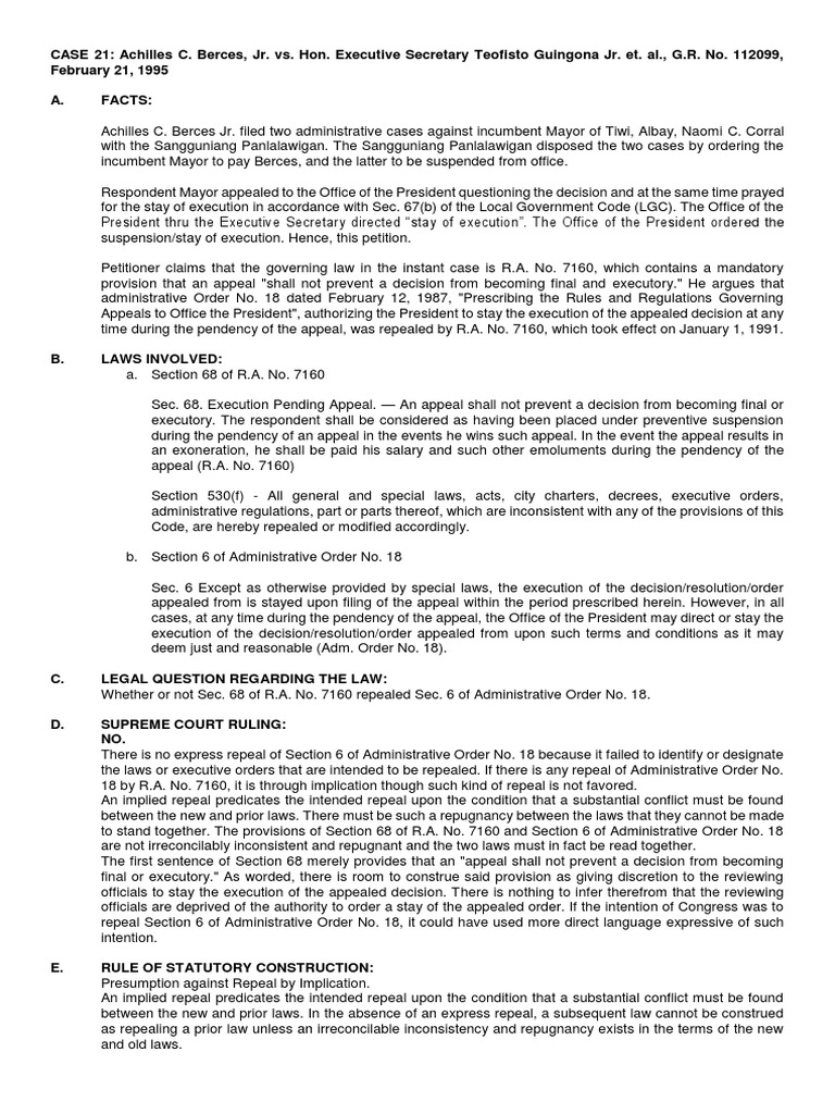 Berchilles Case PDF Repeal Legal Concepts