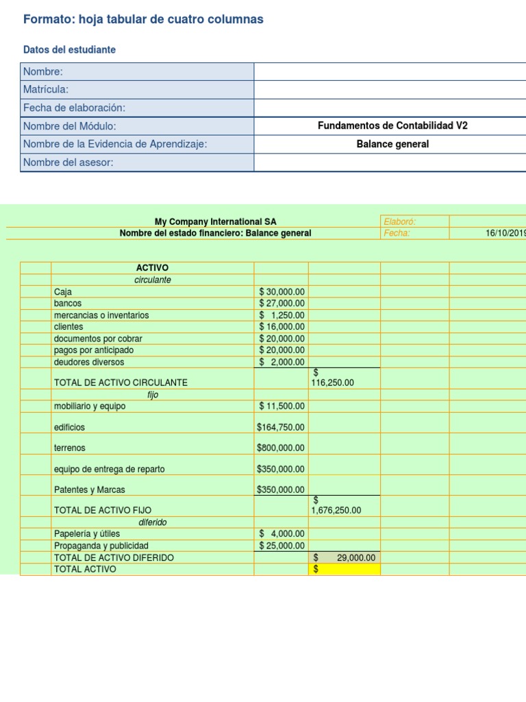 Ejemplo de Balance General Contable | PDF | Hoja de balance | Contabilidad