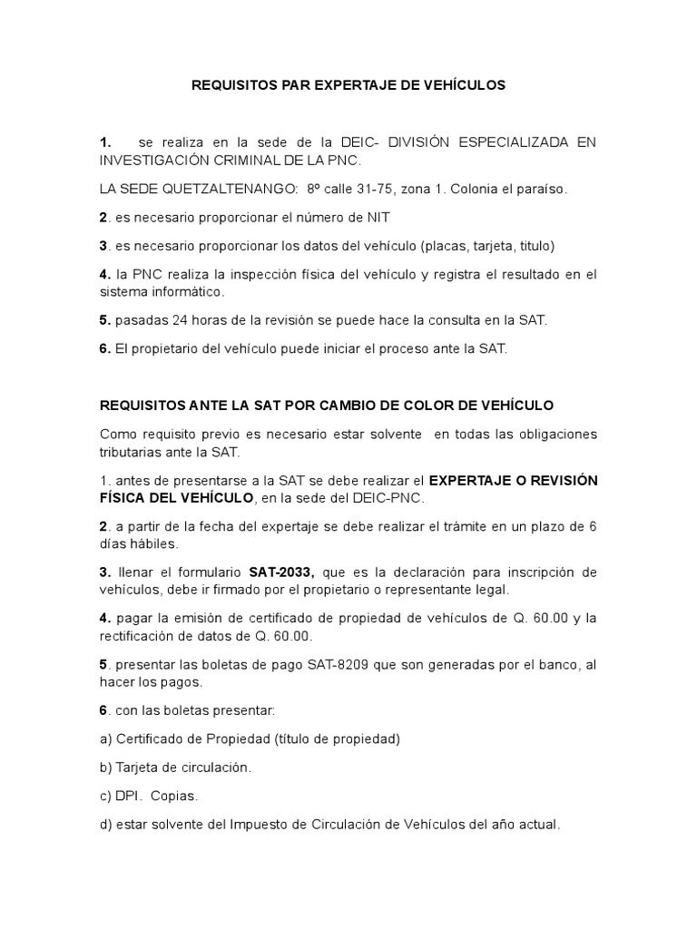 Requisitos para Reponer Placas de Vehiculos Guatemala | PDF
