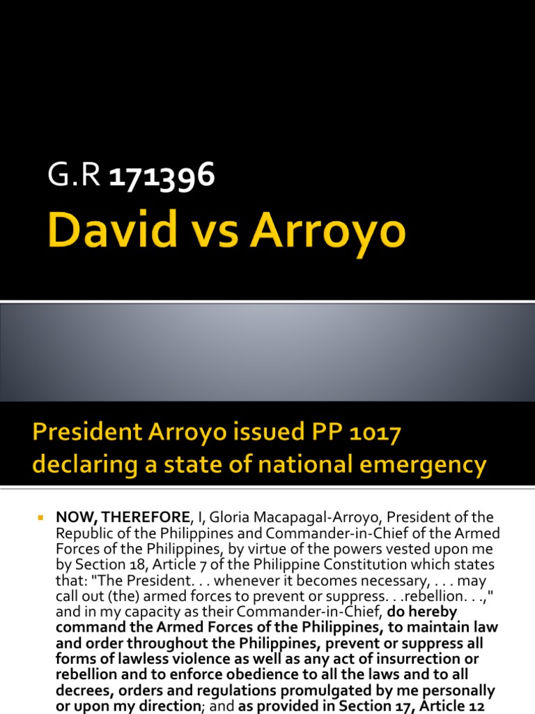 David vs arroyo powerpoint download free pdf state of emergency