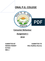 National P.G. College: Consumer Behaviour Assignment 1 2018