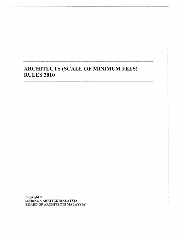 Architects Scale of Minimum Fees Rules 2010 PDF PDF