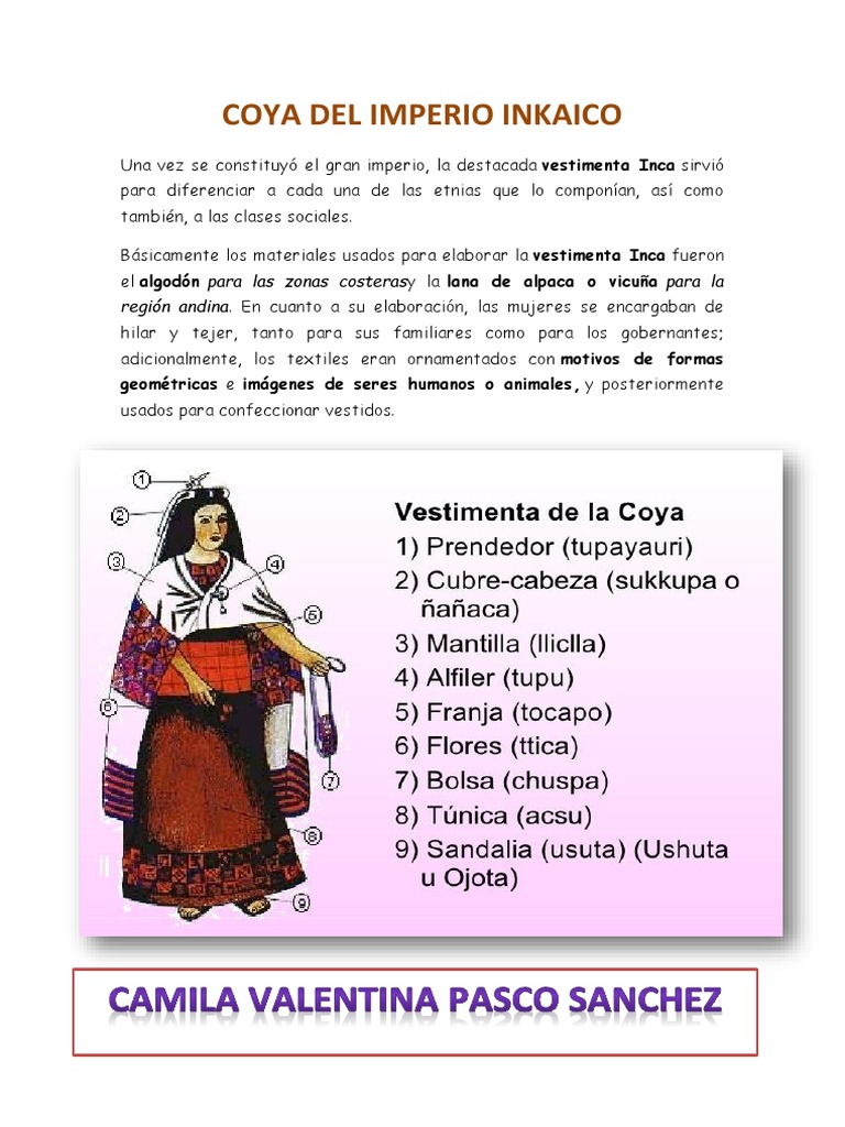 Vestimenta de la Coya Incaica | PDF