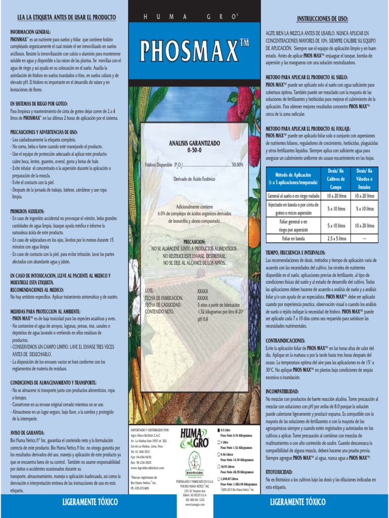 Phosmax E | PDF | Fertilizante | Aluminio