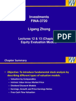 Investments FINA-3720 Ligang Zhong: Lectures 12 & 13 (Chapter 18) Equity Evaluation Models