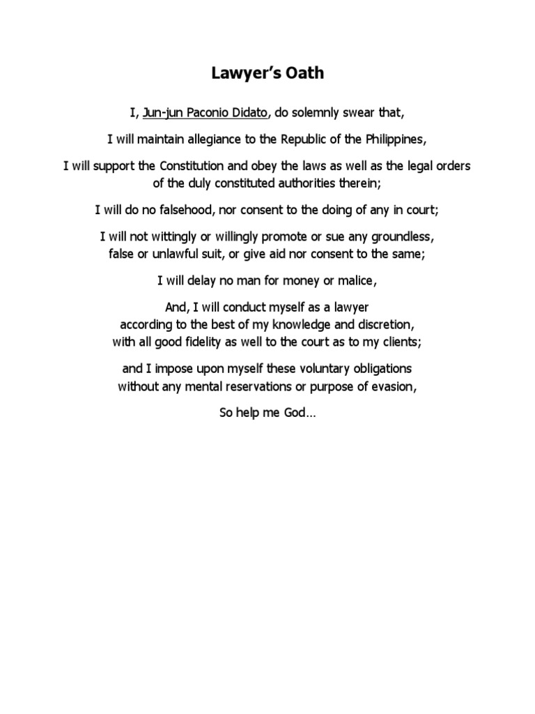 Lawyer's Oath PDF PDF