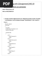 Programming With C (Assignment) MO-19 MCA 1st Semester: Name: Dhiraj Kumar Sah Roll No: MCA/10047/19