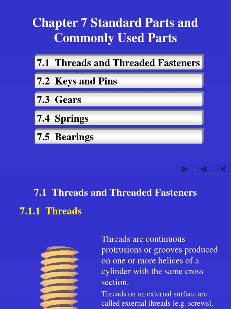 Chapter07 Standard Parts and Commonly Used Parts | PDF | Gear | Screw
