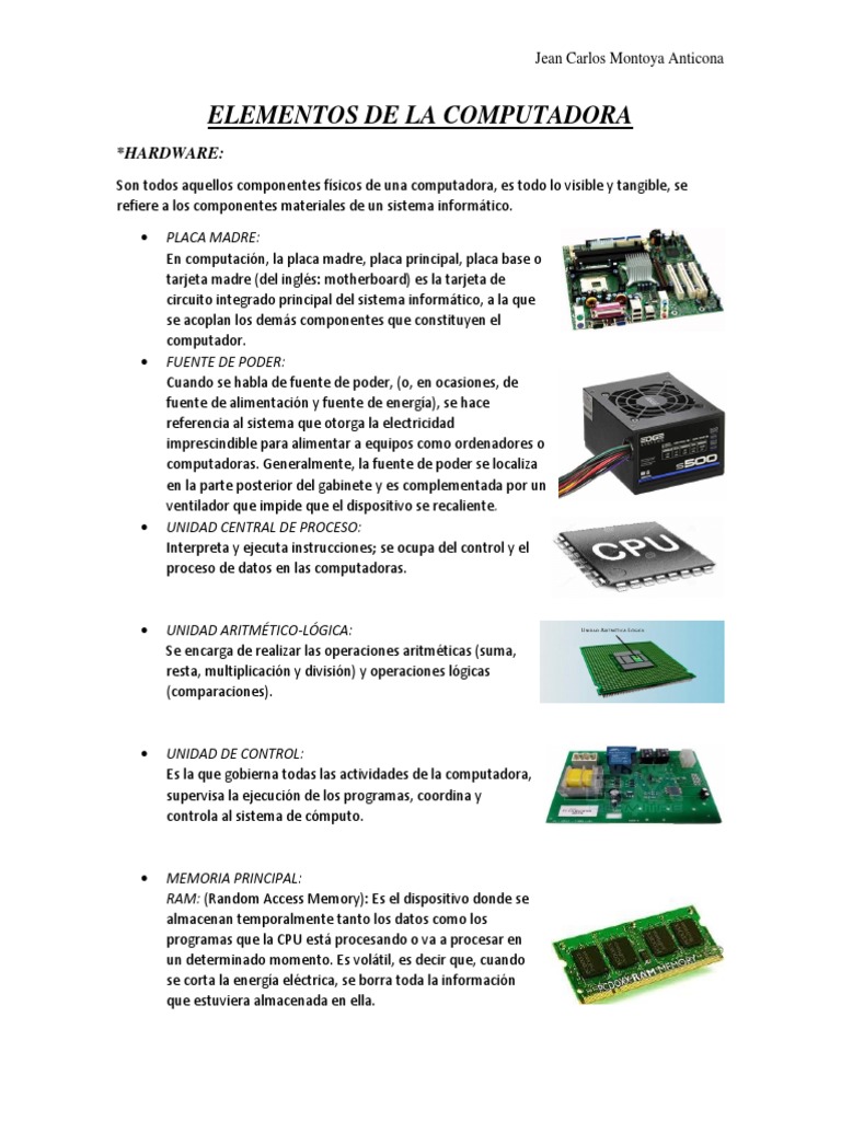 Elementos de La Computadora | PDF | Hardware de la computadora | Disco ...
