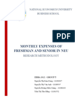 Monthly Expenses of Freshman and Senior in Neu: National Economics University Business School