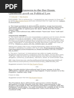 Suggested Answers To The Bar Exam Questions 2008 On Political Law