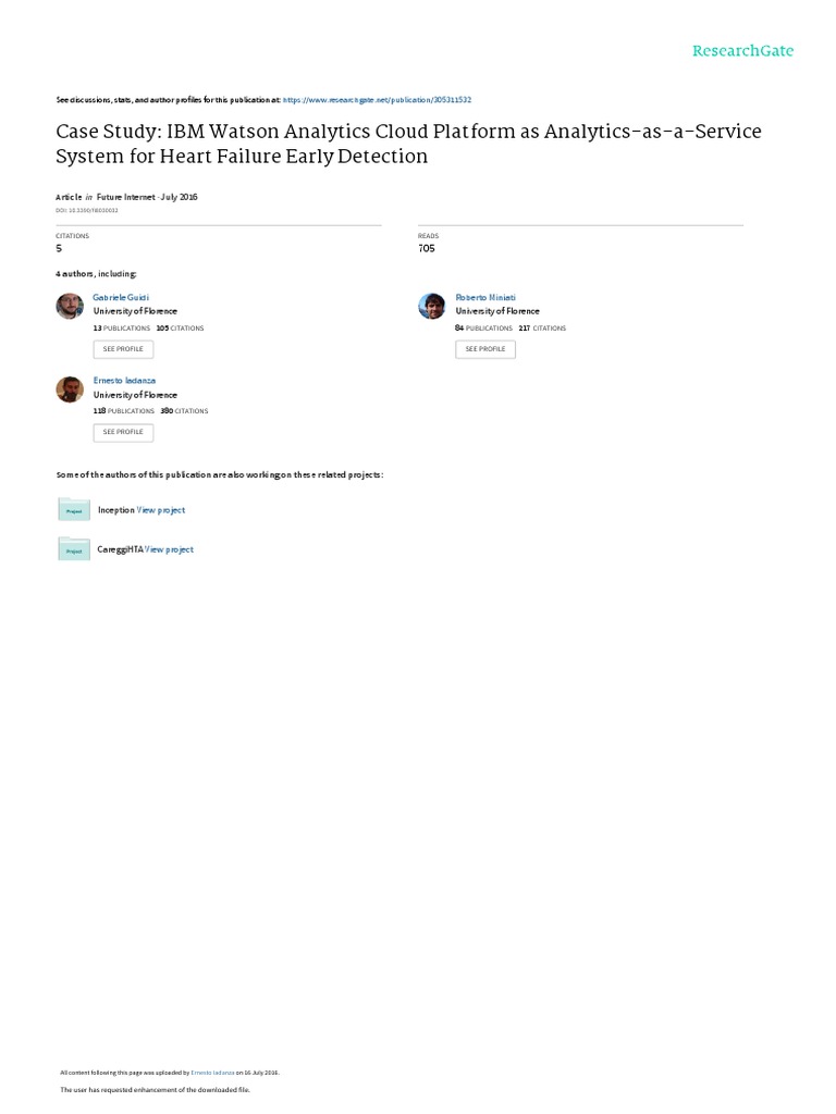 Case Study Ibm Watson Analytics Cloud Platform Pdf Cloud Computing