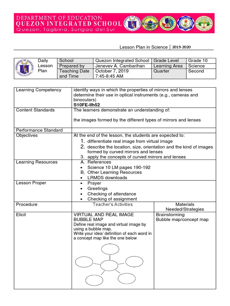 Lesson Plan PROPERTIES OF MIRRORS AND LENSES.docx Natural Philosophy