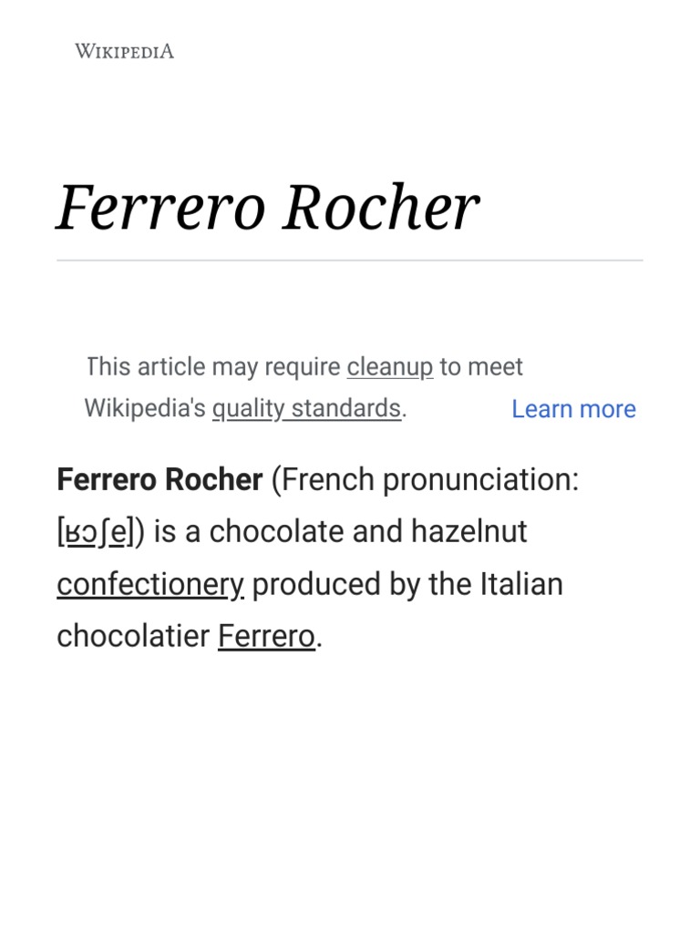Ferrero Rocher (French Pronunciation PDF Chocolate Industry Desserts