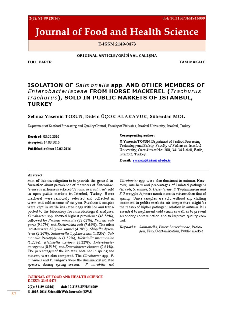 Isolation of Salmonella Spp. and Other Members of | PDF | Salmonella ...