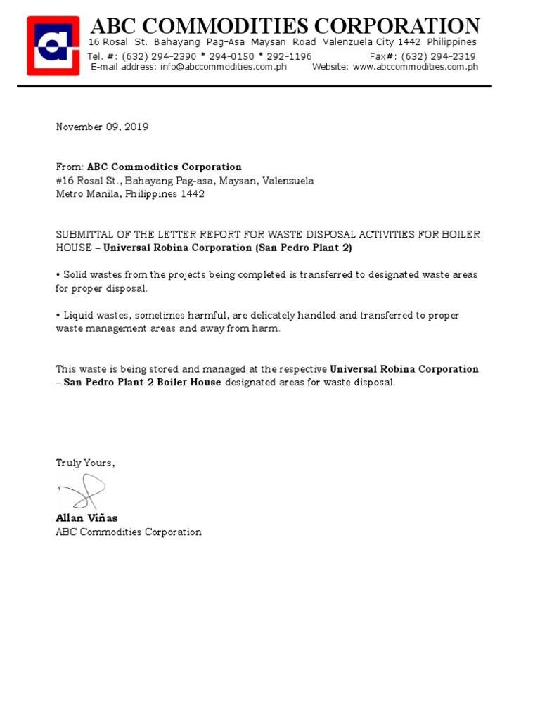 15 Waste Management Letter PDF