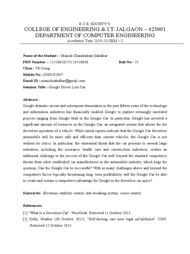 TE Abstract Format 2019-20 Sem I | PDF