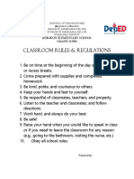 Classroom Rules & Regulations: Rebokon Elementary School