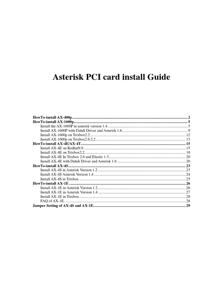Asterisk Card Install Guide20090625 | PDF | System Software | Computing