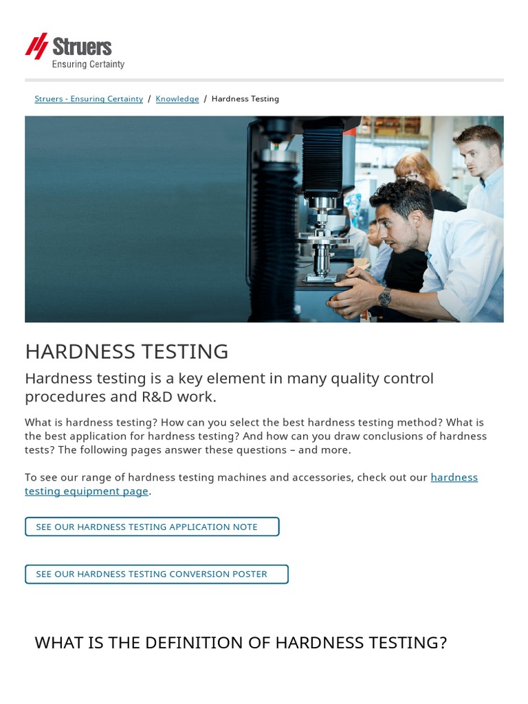 Hardness Testing Methods Explained | PDF | Hardness | Chemical Substances