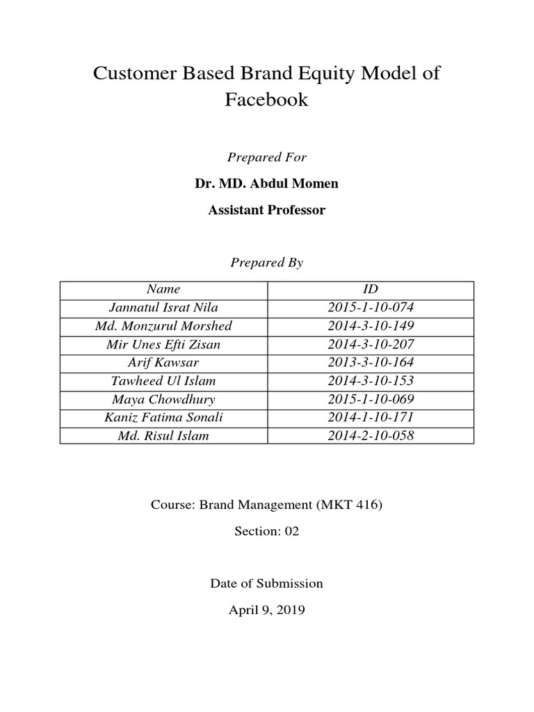 Customer Based Brand Equity Model | PDF | Facebook | Brand