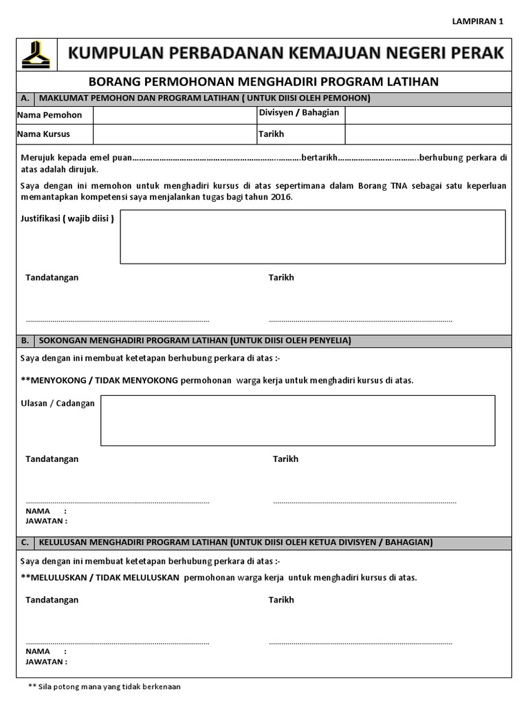 Borang Tabung Projek Usahawan Bumiputera Borang Permohonan Surat Sokongan