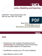 Blender: Introduction, Modelling and Exporting: 4076/Gv07: Virtual Environments (Ve) Msci 4Th Year, MSC Vive, Engd
