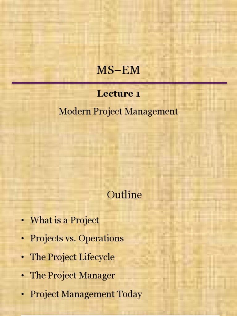 Ms-Em: Modern Project Management | PDF | Project Management | Supply Chain