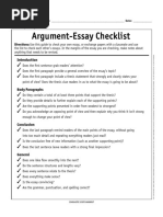 Argument Essay Checklist