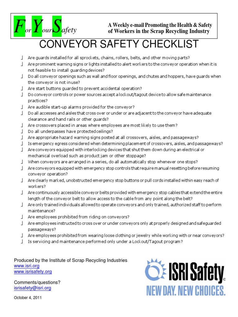 conveyorsafetychecklistconverted.docx Prevention Safety Free