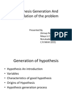 Hypothesis Generation and Formulation of The Problem